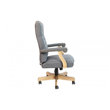 BLNK Derrick Classic Executive Swivel Office Chair with Driftwood Arms and Base - Gray