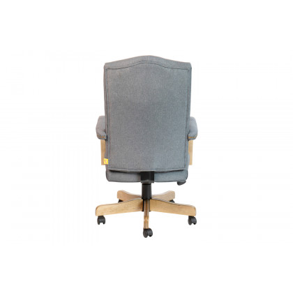 BLNK Derrick Classic Executive Swivel Office Chair with Driftwood Arms and Base - Gray