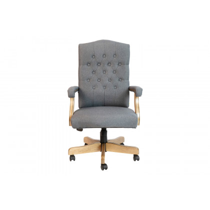 BLNK Derrick Classic Executive Swivel Office Chair with Driftwood Arms and Base - Gray