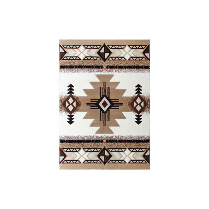 BLNK Mohave Collection Southwestern Style Olefin Traditional Area Rug with Jute Backing - Ivory, 5'W x 7'L