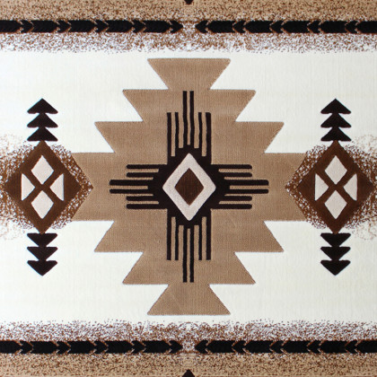 BLNK Mohave Collection Southwestern Style Olefin Traditional Area Rug with Jute Backing - Ivory, 5'W x 7'L
