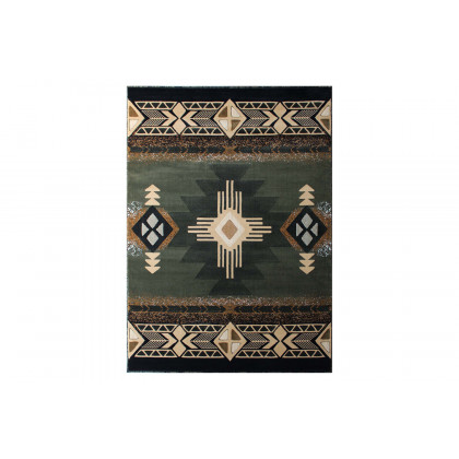 BLNK Mohave Collection Southwestern Style Olefin Traditional Area Rug with Jute Backing - Sage, 5'W x 7'L