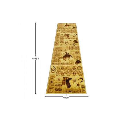 BLNK - Brooks Collection Brown Western InspiRunner Area Rug for Indoor Use