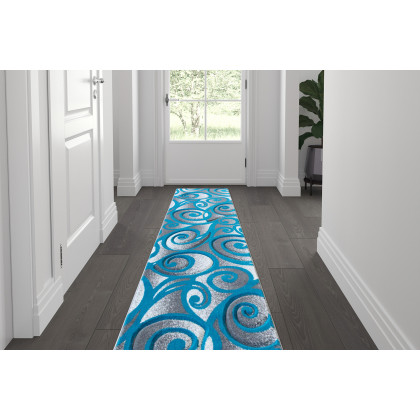 BLNK - Willow Collection Modern Olefin High-Low Pile Swirled Area Rug