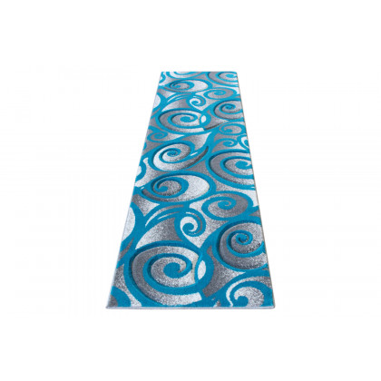 BLNK Willow Collection Modern Olefin High-Low Pile Swirled Area Rug - Turquoise, 2'W x 7'L