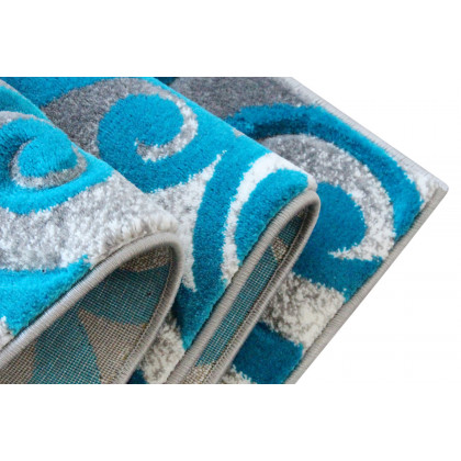 BLNK Willow Collection Modern Olefin High-Low Pile Swirled Area Rug - Turquoise, 2'W x 7'L