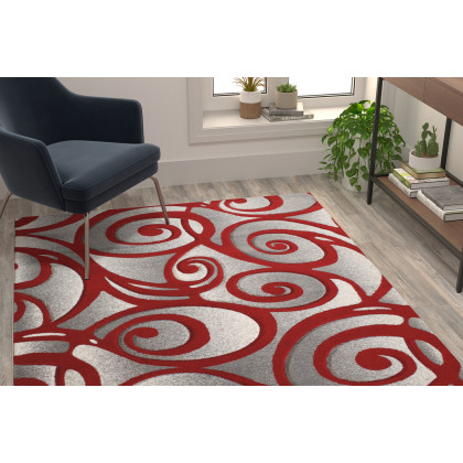 BLNK - Willow Collection Modern Olefin High-Low Pile Swirled Area Rug