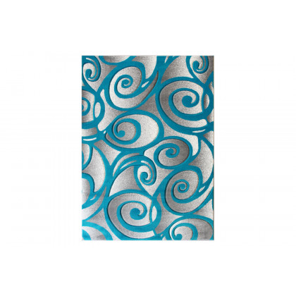 BLNK Willow Collection Modern Olefin High-Low Pile Swirled Area Rug - Turquoise, 5'W x 7'L
