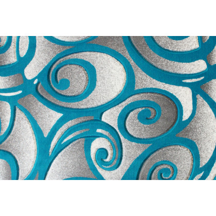 BLNK Willow Collection Modern Olefin High-Low Pile Swirled Area Rug - Turquoise, 5'W x 7'L