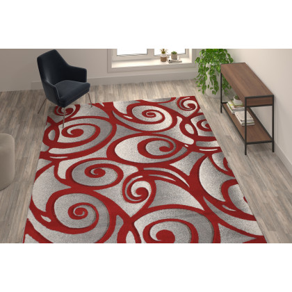 BLNK - Willow Collection Modern Olefin High-Low Pile Swirled Area Rug