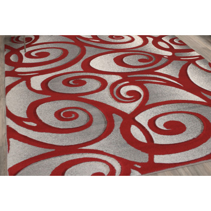 BLNK Willow Collection Modern Olefin High-Low Pile Swirled Area Rug - Red, 8'W x 10'L