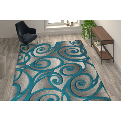 BLNK - Willow Collection Modern Olefin High-Low Pile Swirled Area Rug