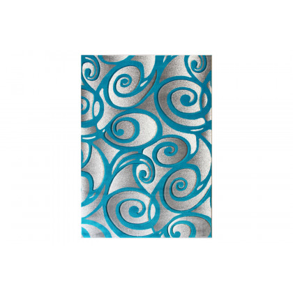 BLNK Willow Collection Modern Olefin High-Low Pile Swirled Area Rug - Turquoise, 8'W x 10'L