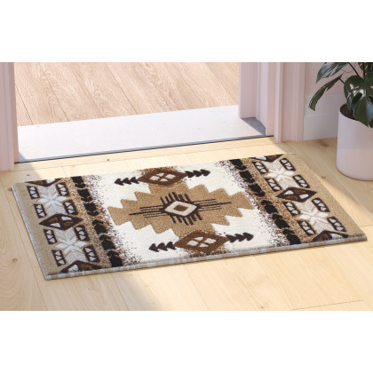 BLNK Mohave Collection Southwestern Style Olefin Traditional Area Rug with Jute Backing - Ivory, 2'W x 3'L