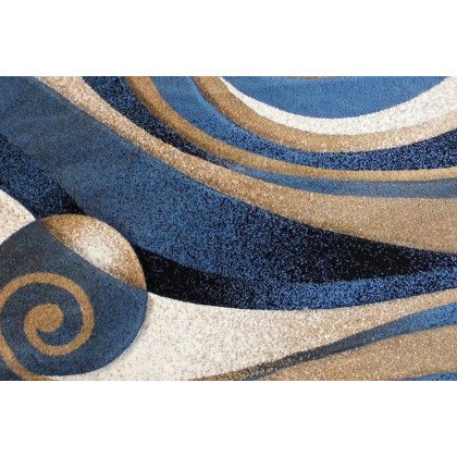 BLNK - Coterie Collection Modern Round Olefin Circular Patterned Indoor Area Rug with Jute Backing