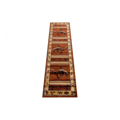 BLNK Hoytt Collection Brown Bucking Bronco Cowboy Area Rug with Jute Backing - 2'W x 7'L