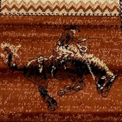 BLNK Hoytt Collection Brown Bucking Bronco Cowboy Area Rug with Jute Backing - 2'W x 7'L