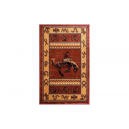 BLNK Hoytt Collection Brown Bucking Bronco Cowboy Area Rug with Jute Backing - 2'W x 3'L