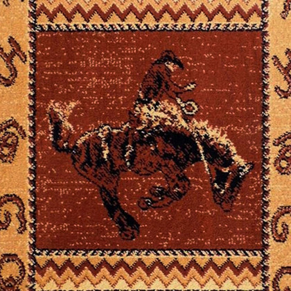 BLNK Hoytt Collection Brown Bucking Bronco Cowboy Area Rug with Jute Backing - 2'W x 3'L