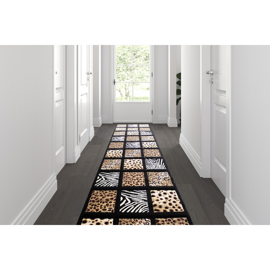 BLNK Menagerie Collection Modern Olefin Animal Print Area Rug - 3'W x 10'L