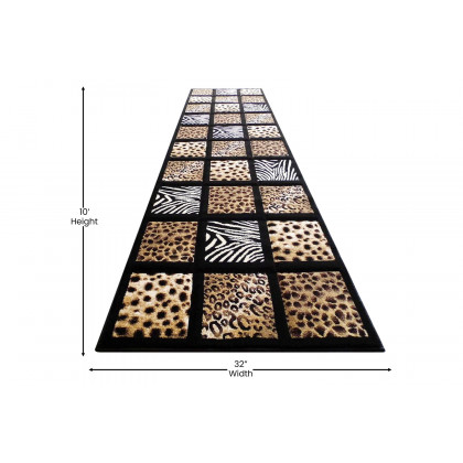 BLNK Menagerie Collection Modern Olefin Animal Print Area Rug - 3'W x 10'L