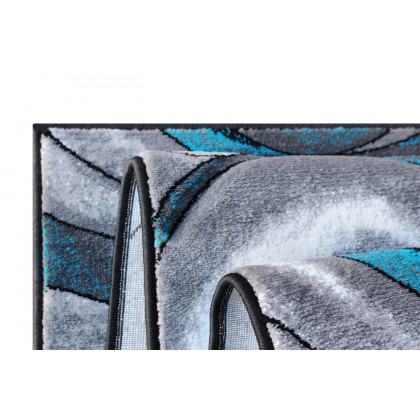 BLNK Tellus Collection Olefin Ocean Waves Pattern Area Rug with Jute Backing - Turquoise, 3'W x 10'L