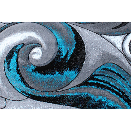 BLNK Tellus Collection Olefin Ocean Waves Pattern Area Rug with Jute Backing - Turquoise, 3'W x 10'L