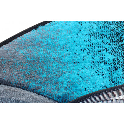 BLNK Tellus Collection Round Olefin Ocean Waves Pattern Area Rug with Jute Backing - Turquoise, 8'W x 8'L