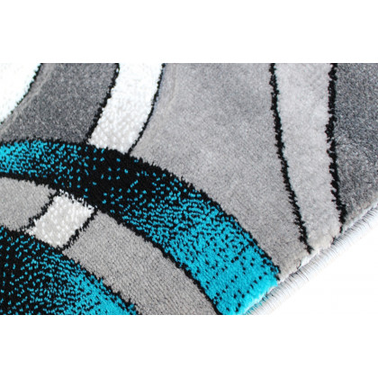 BLNK Masie Collection Olefin Swirl Area Rug with Jute Backing - Turquoise, 5'W x 7'L