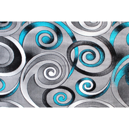 BLNK Masie Collection Olefin Swirl Area Rug with Jute Backing - Turquoise, 5'W x 7'L