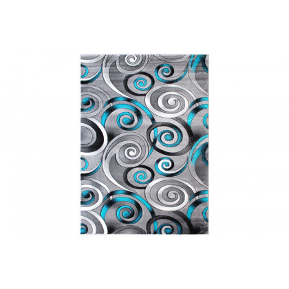 BLNK Masie Collection Olefin Swirl Area Rug with Jute Backing - Turquoise, 8'W x 10'L