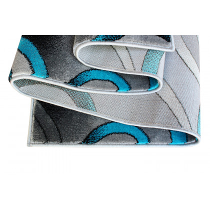 BLNK Masie Collection Olefin Swirl Area Rug with Jute Backing - Turquoise, 8'W x 10'L
