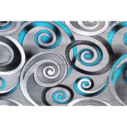 BLNK Masie Collection Olefin Swirl Area Rug with Jute Backing - Turquoise, 8'W x 10'L