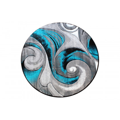 BLNK Masie Collection Round Olefin Swirl Area Rug with Jute Backing - Turquoise, 8'W x 8'L