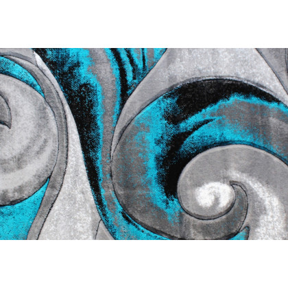 BLNK Masie Collection Round Olefin Swirl Area Rug with Jute Backing - Turquoise, 8'W x 8'L