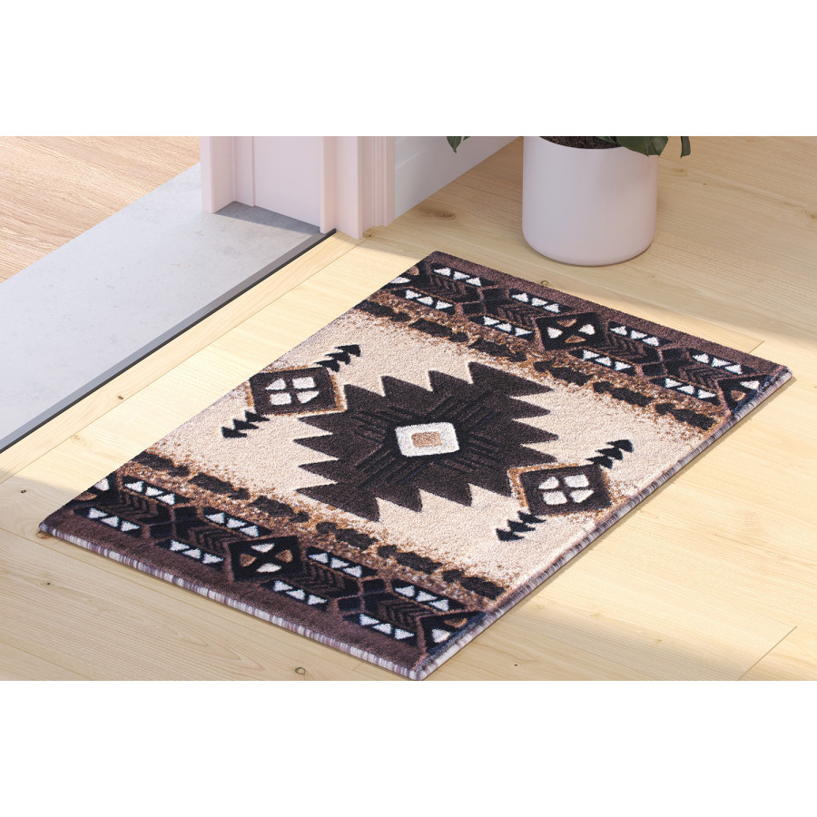 BLNK Mohave Collection Southwestern Style Olefin Traditional Fibers Area Rug with Jute Backing - Brown, 2'W x 3'L