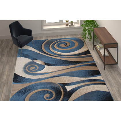 BLNK - Coterie Collection Modern Olefin Circular Patterned Indoor Area Rug with Jute Backing