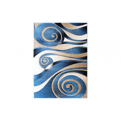 BLNK Coterie Collection Modern Olefin Circular Patterned Indoor Area Rug with Jute Backing - Blue/Beige, 8'W x 11'L