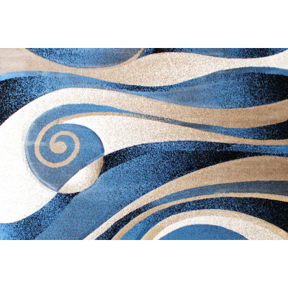 BLNK Coterie Collection Modern Olefin Circular Patterned Indoor Area Rug with Jute Backing - Blue/Beige, 8'W x 11'L