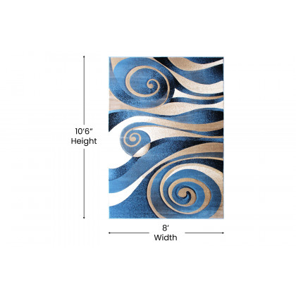 BLNK Coterie Collection Modern Olefin Circular Patterned Indoor Area Rug with Jute Backing - Blue/Beige, 8'W x 11'L