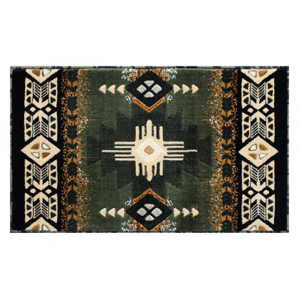 BLNK Mohave Collection Southwestern Style Olefin Traditional Area Rug with Jute Backing - Sage, 2'W x 3'L