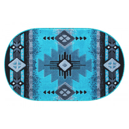 BLNK - Mohave Collection Southwestern Style Oval Olefin Traditional Area Rug with Jute Backing