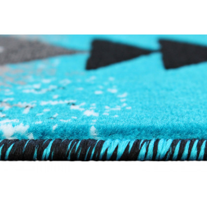 BLNK Mohave Collection Southwestern Style Olefin Traditional Area Rug with Jute Backing - Turquoise, 6'W x 9'L