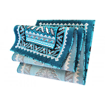 BLNK Ventana Collection Southwest Olefin Area Rug with Jute Backing - Turquoise, 2'W x 10'L