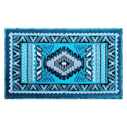 BLNK Ventana Collection Southwest Olefin Area Rug with Jute Backing - Turquoise, 2'W x 3'L