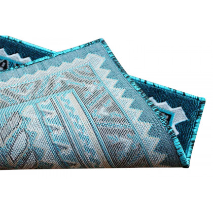 BLNK Ventana Collection Southwest Olefin Area Rug with Jute Backing - Turquoise, 2'W x 3'L