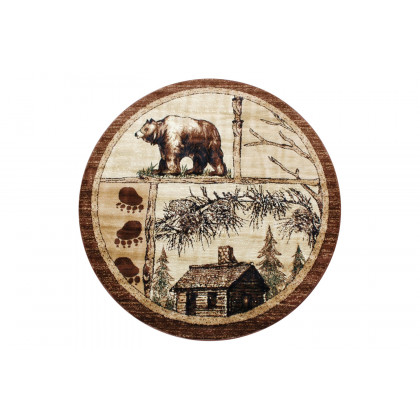BLNK Vale Collection Olefin Rustic Wildlife Themed Area Rug with Jute Backing - 6'W x 6'L