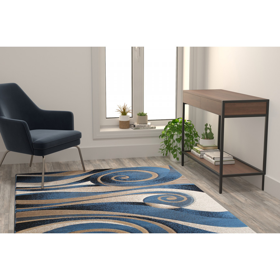 BLNK - Coterie Collection Modern Olefin Circular Patterned Indoor Area Rug with Jute Backing