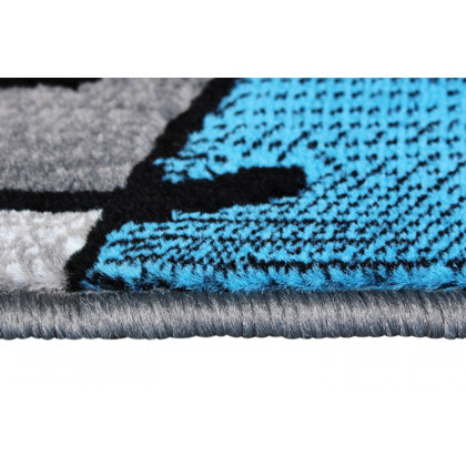 BLNK Jubilee Collection Abstract Olefin Pattern Area Rug with Jute Backing - Blue, 2'W x 3'L