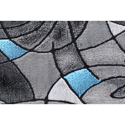 BLNK Jubilee Collection Abstract Olefin Pattern Area Rug with Jute Backing - Blue, 2'W x 3'L